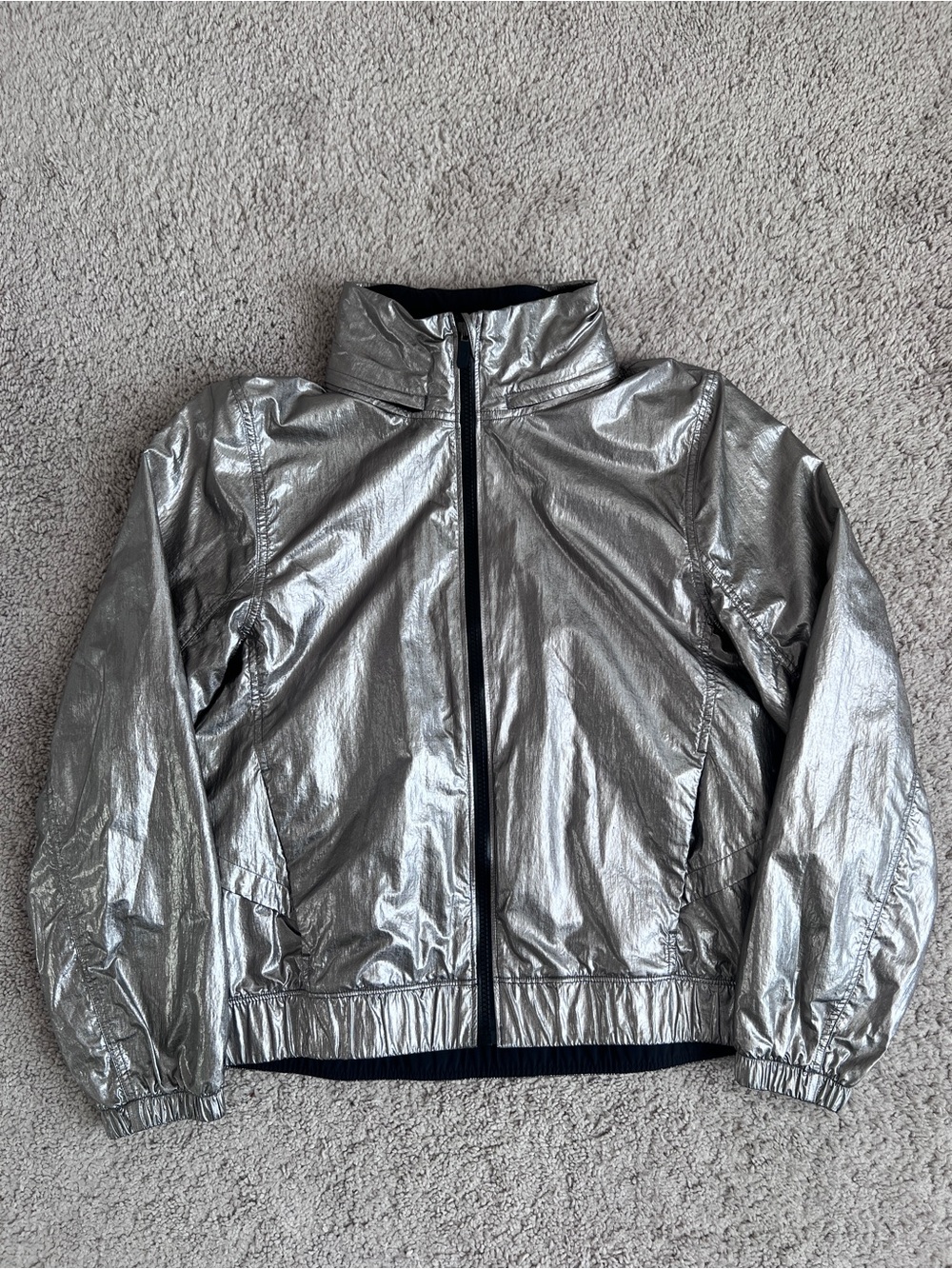 lululemon athletica Metallic Silver Hooded Windbreaker